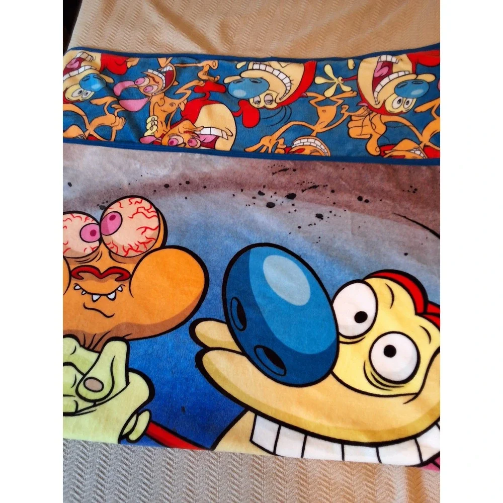 Northwest Nickelodeon Ren & Stimpy Oh Joy Fleece Throw Blanket Blue 46x60